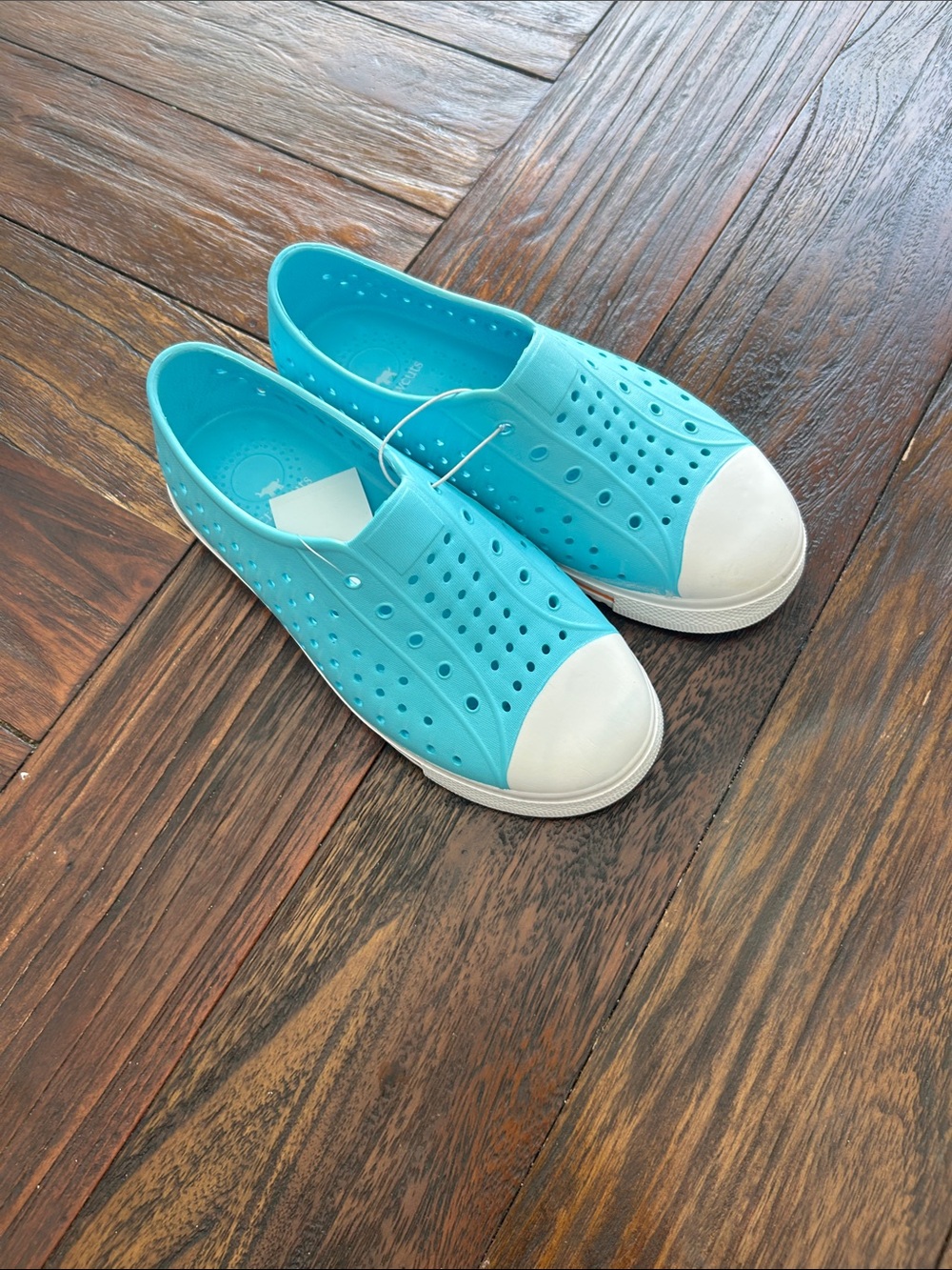 Crewcuts Aqua Blue Perforated Slip-On Water Shoes with White Toe